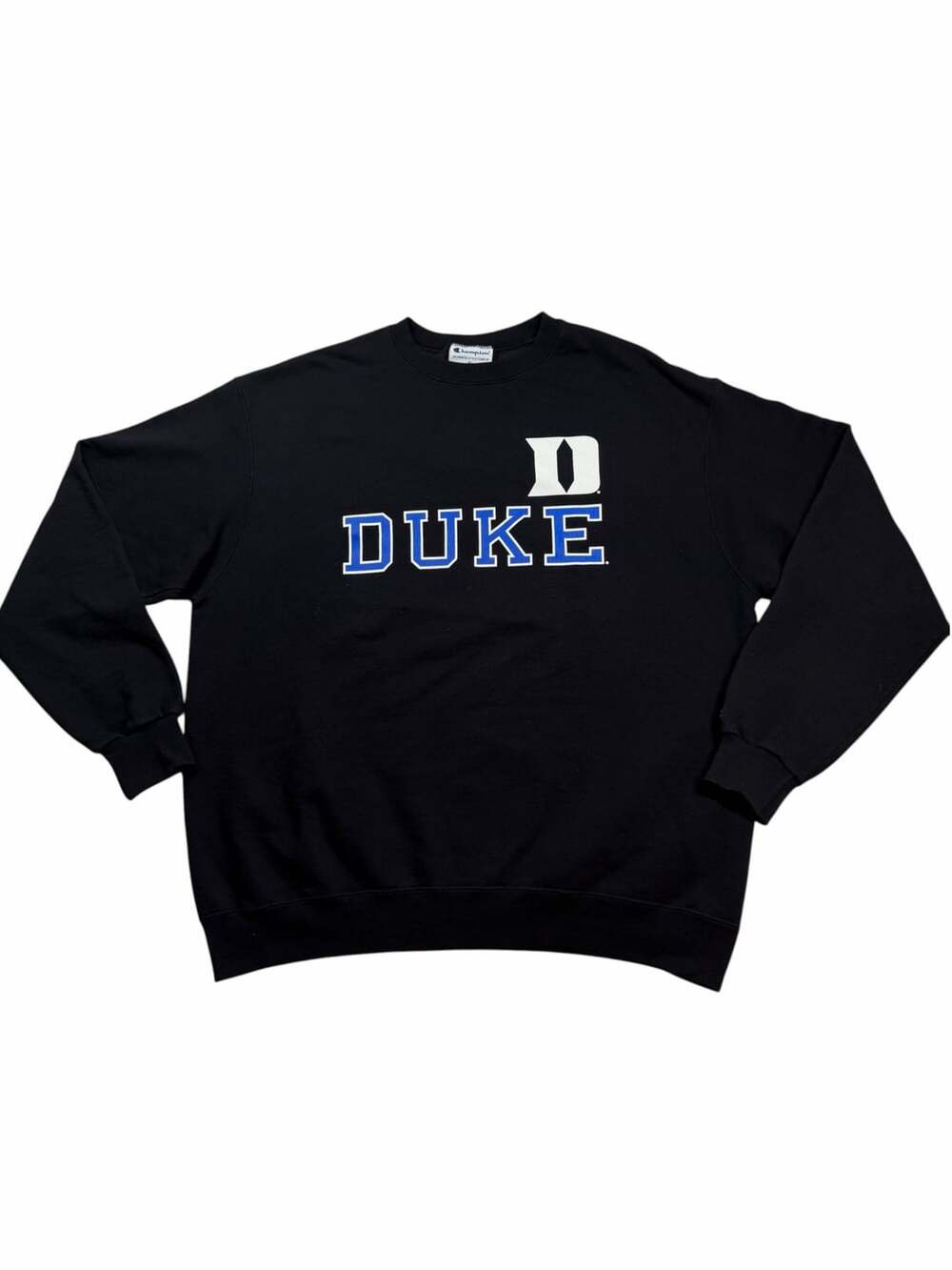 Duke Blue Devils Champion Sweatshirt Mens XL Black Spellout College NCAA
